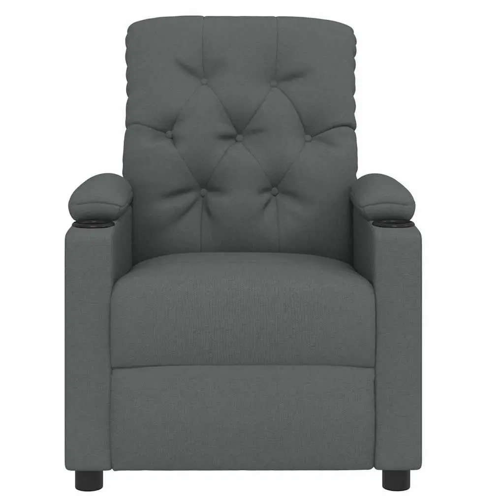 Electric Massage Chair Manual Reclining 3 Positions 6 Points Vibration Grey Fabric