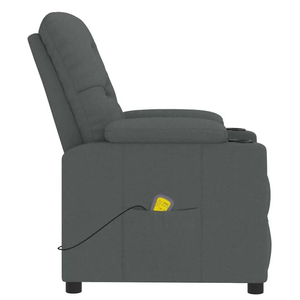 Electric Massage Chair Manual Reclining 3 Positions 6 Points Vibration Grey Fabric