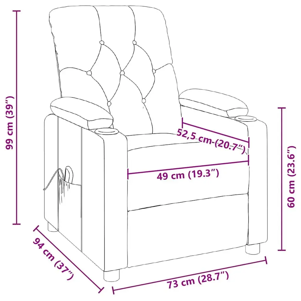 Electric Massage Chair Manual Reclining 3 Positions 6 Points Vibration Grey Fabric