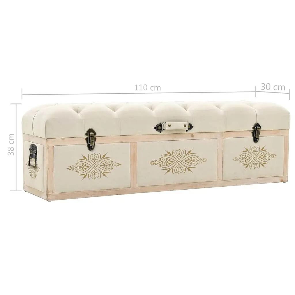 Storage Bench 110cm Cream Padded Seat Entryway Hallway Living Room Furniture Box