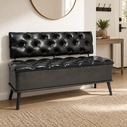 Comfortable and Versatile 110cm Black Storage Bench
