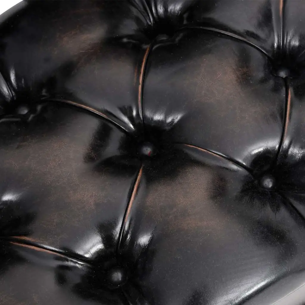 Storage Bench with Backrest 110cm Black Faux Leather