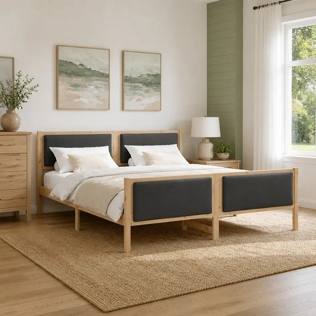 Bed Frame with Headboard Dark Grey 180 x 200 cm Fabric Upholstered Platform