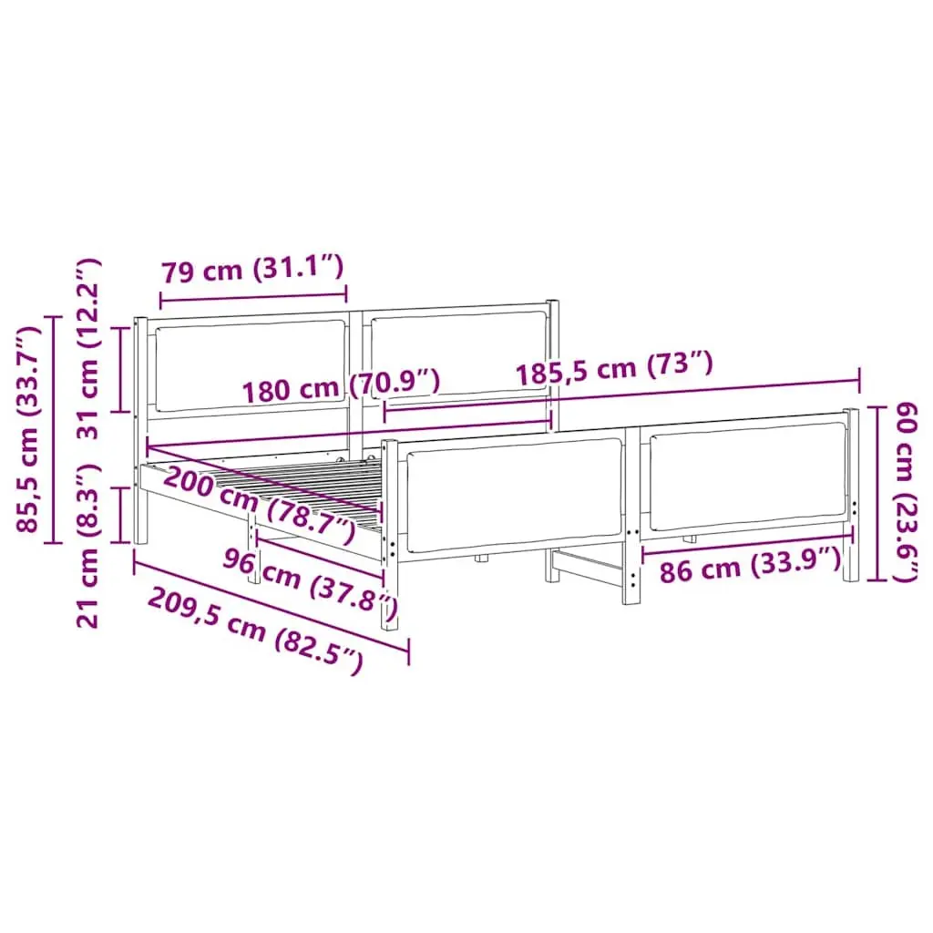 Bed Frame with Headboard Dark Grey 180 x 200 cm Fabric Upholstered Platform