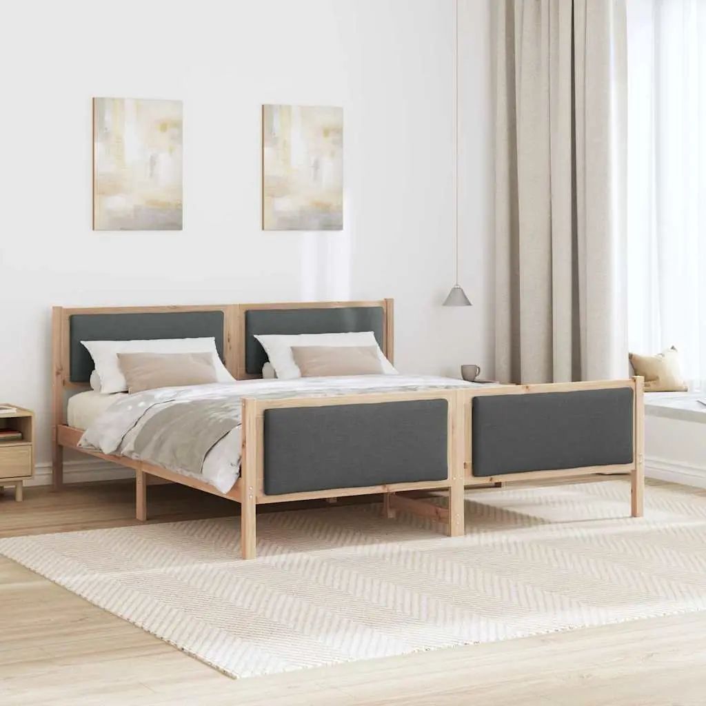 Bed Frame with Headboard Dark Grey 180 x 200 cm Fabric Upholstered Platform
