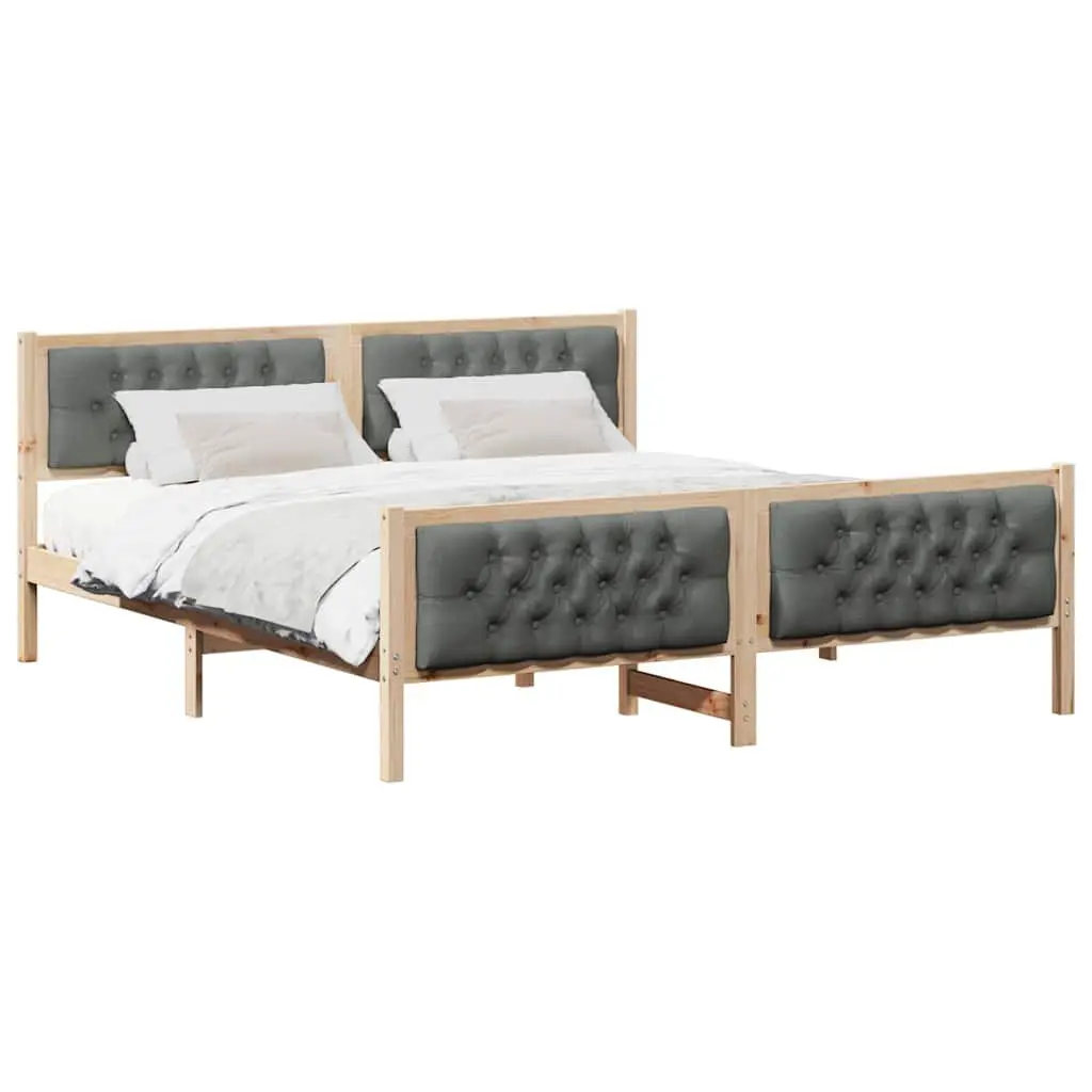 Bed Frame with Headboard 180 x 200 cm Solid Pine Wood Slatted Support