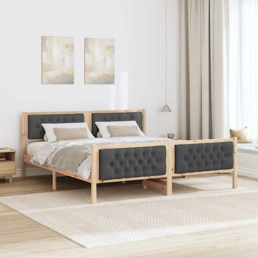 Bed Frame with Headboard 180 x 200 cm Solid Pine Wood Slatted Support