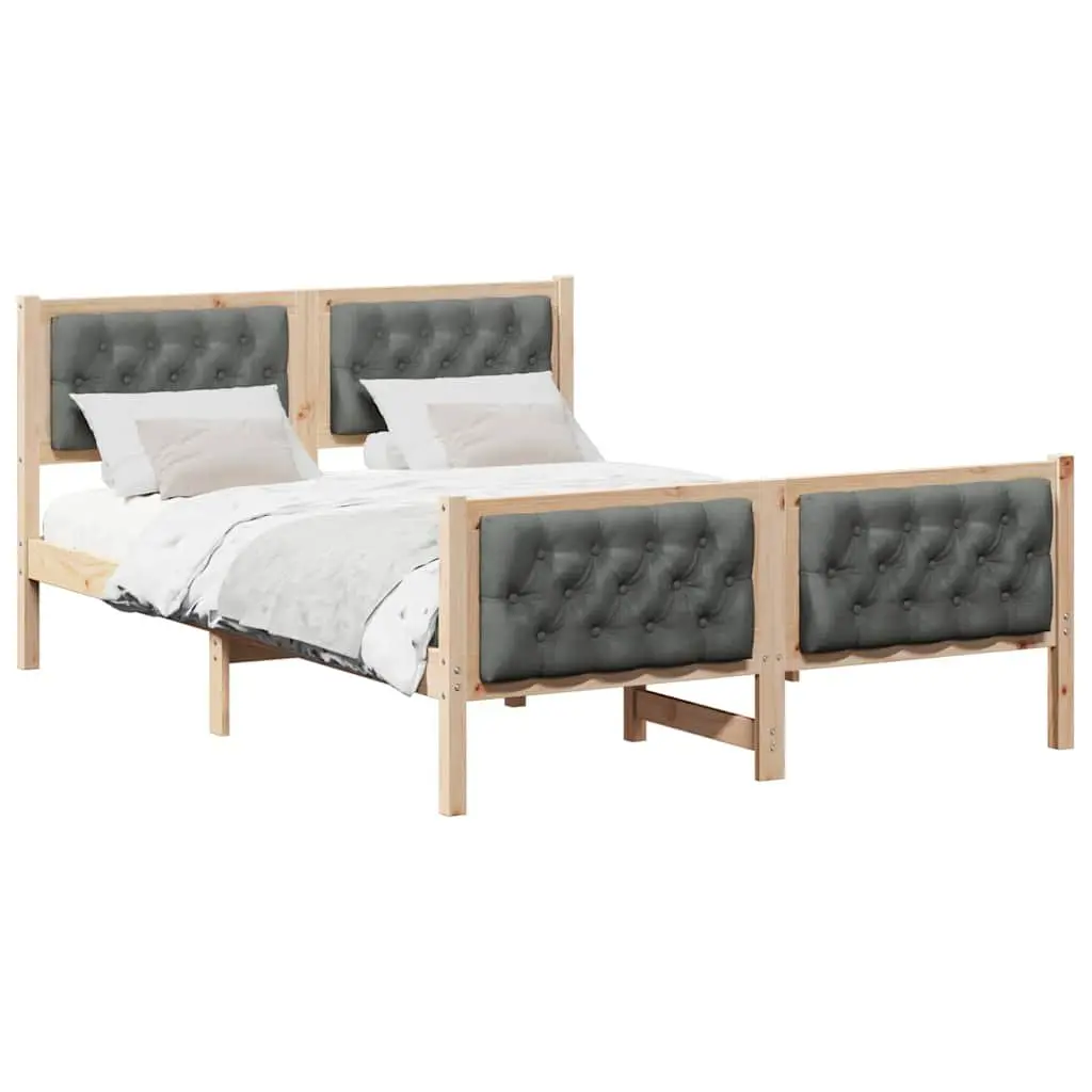 Bed Frame with Solid Pine Wood and Headboard 150 x 200 cm