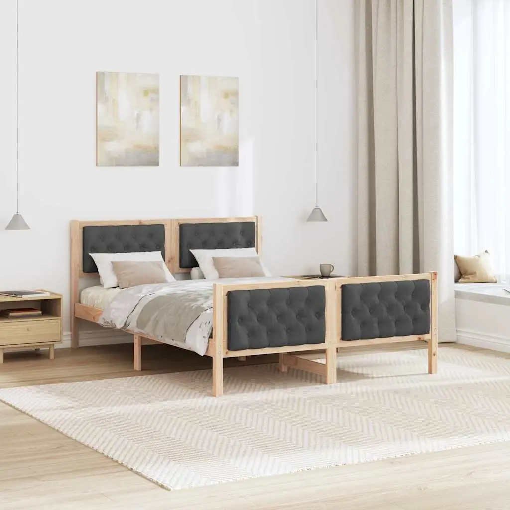 Bed Frame with Solid Pine Wood and Headboard 150 x 200 cm