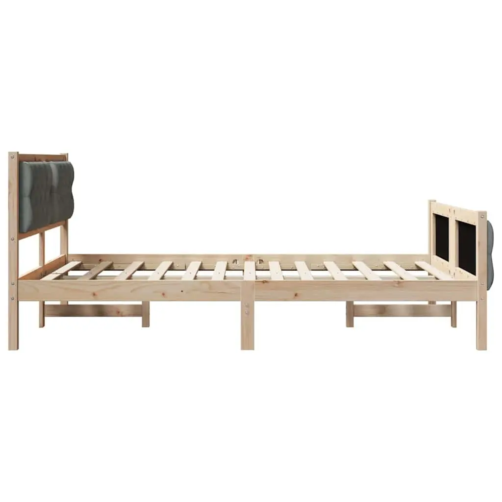 Bed Frame with Solid Pine Wood and Headboard 150 x 200 cm