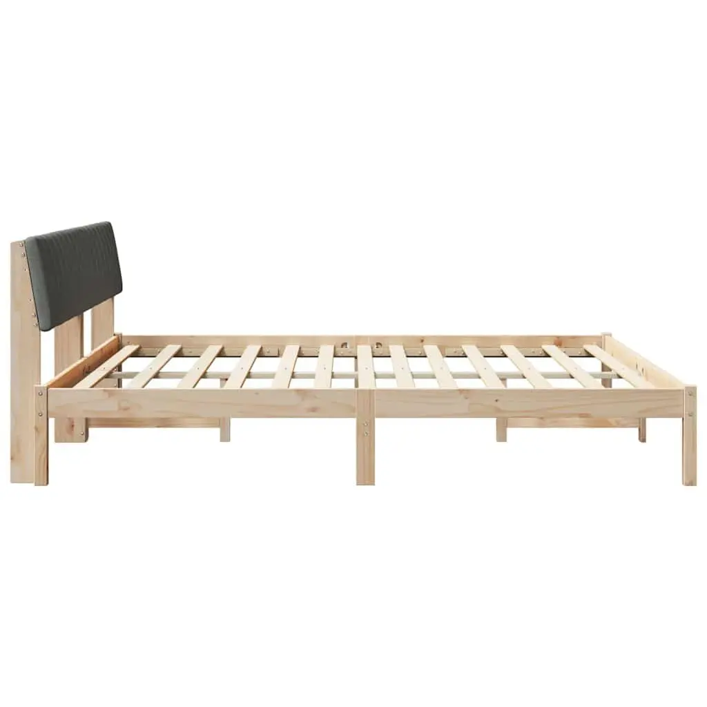 Bed Frame 180 x 200 cm Solid Pine Wood Brown Dark Grey Headboard Bedroom