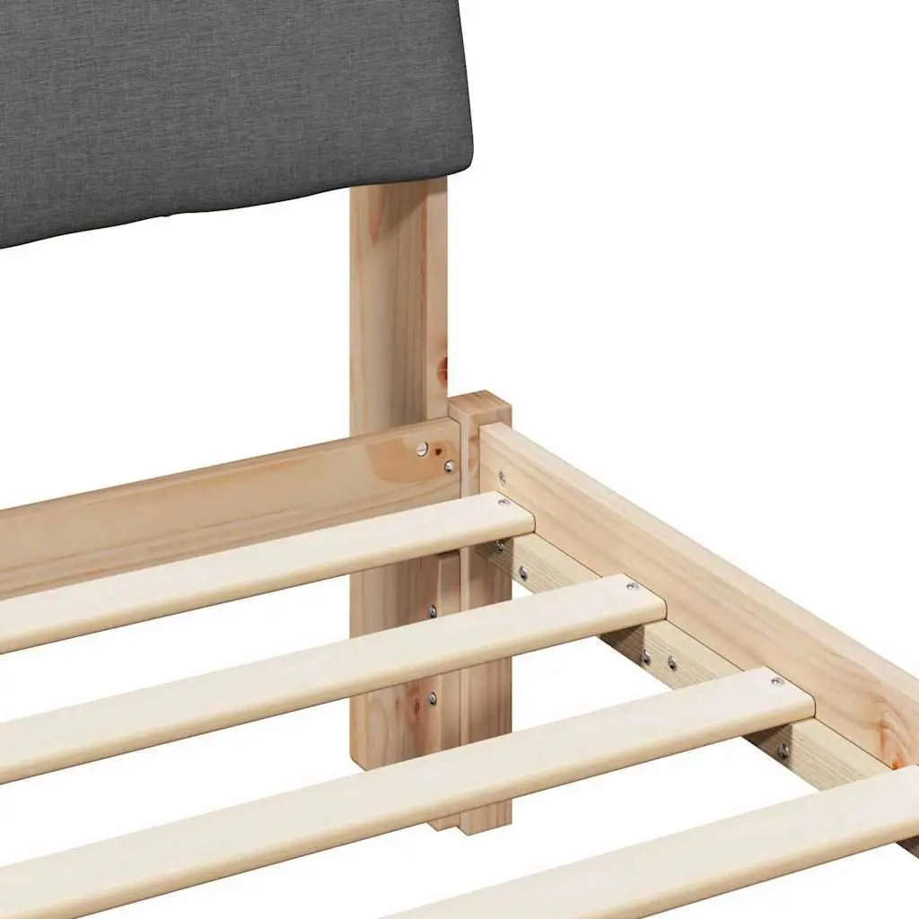 Bed Frame 150 x 200 cm Solid Pine Wood Modern Bedroom Furniture with Headboard Brown Dark Grey