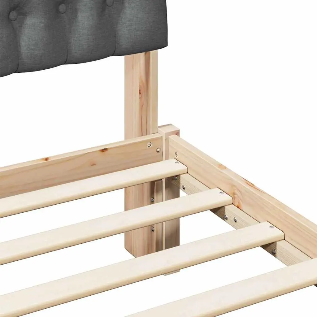 Brown Bed Frame with Upholstered Headboard