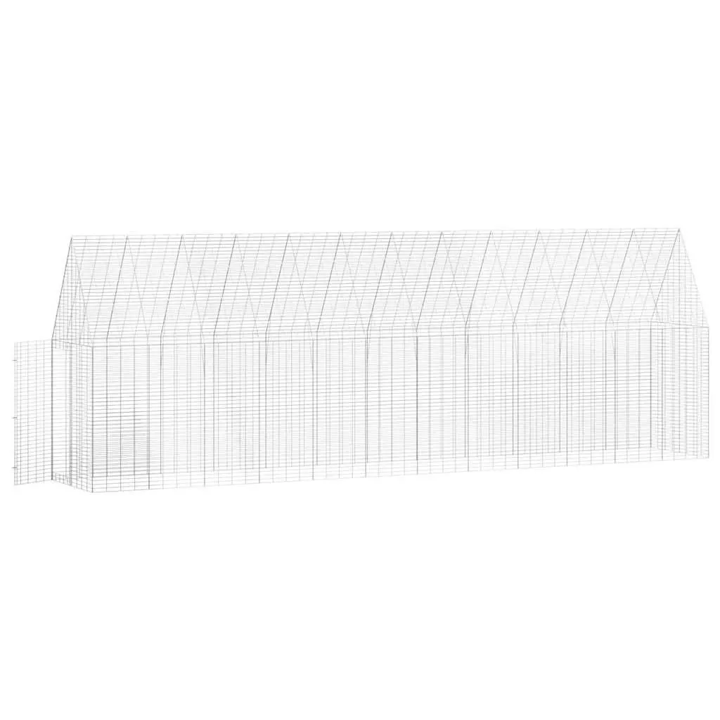 Chicken Cage Outdoor Small Animal Hutch 600 x 100 x 210 cm Silver 2 Piece