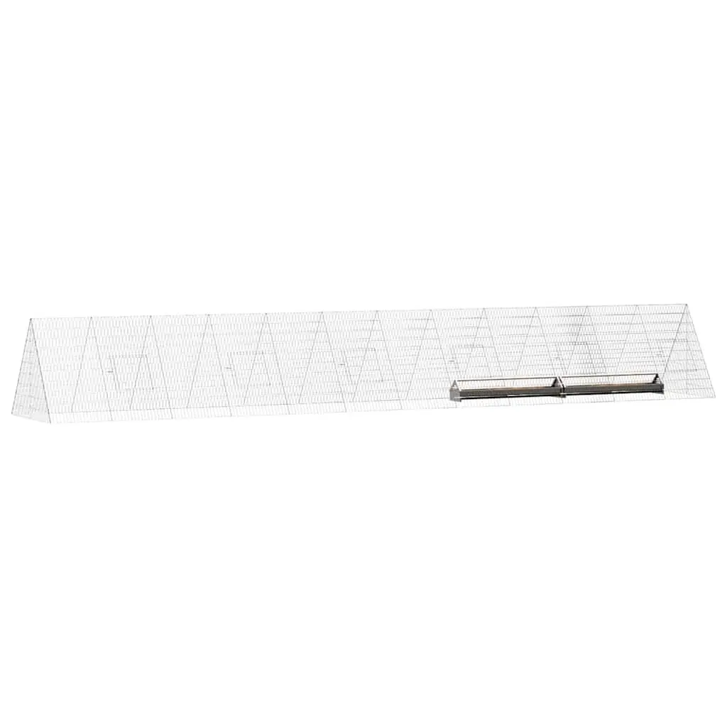 Chicken Cage Outdoor Poultry Run 650 x 100 x 85 cm Silver Galvanised Steel
