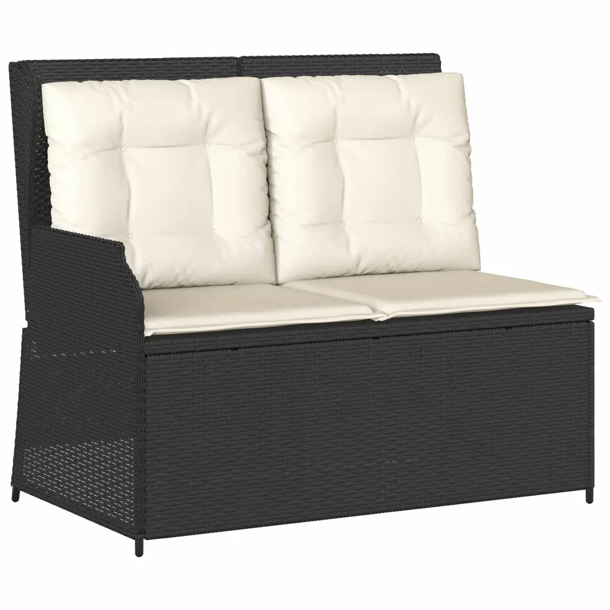 Garden Bench Reclining Outdoor Multi-Position Adjustable Seating Black