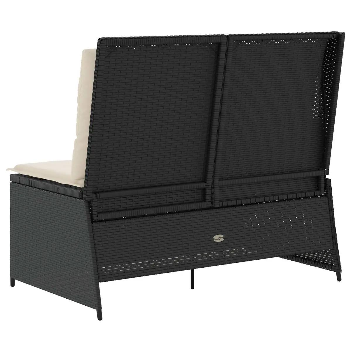 Garden Bench Reclining Outdoor Multi-Position Adjustable Seating Black
