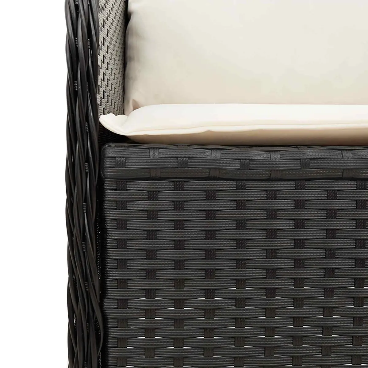 Garden Bench Reclining Outdoor Multi-Position Adjustable Seating Black