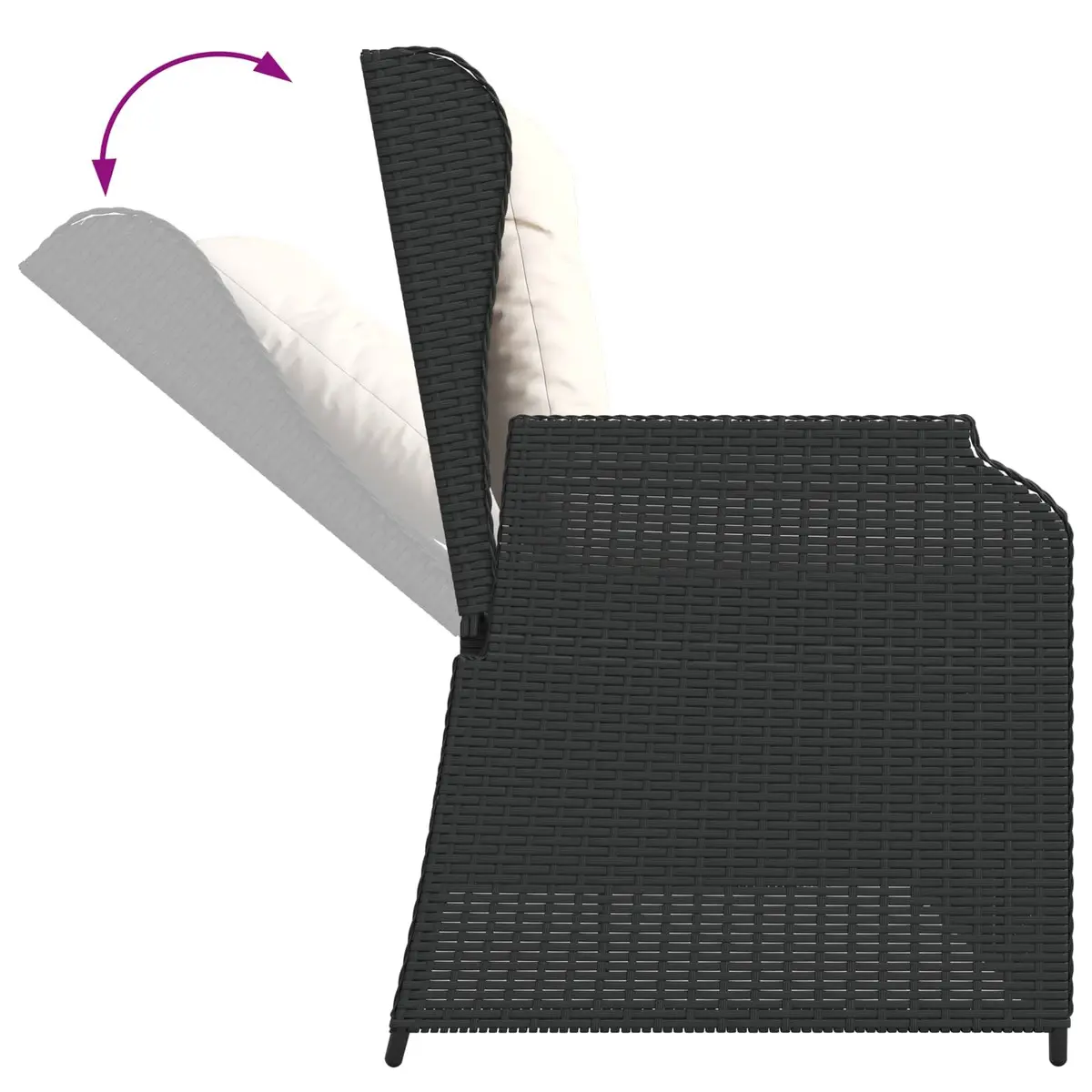 Garden Bench Reclining Outdoor Multi-Position Adjustable Seating Black