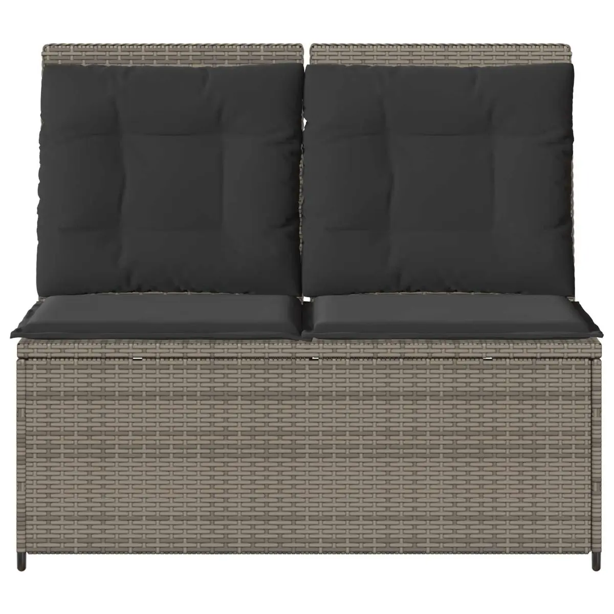 Garden Bench Adjustable Backrest Outdoor Furniture Grey Poly Rattan