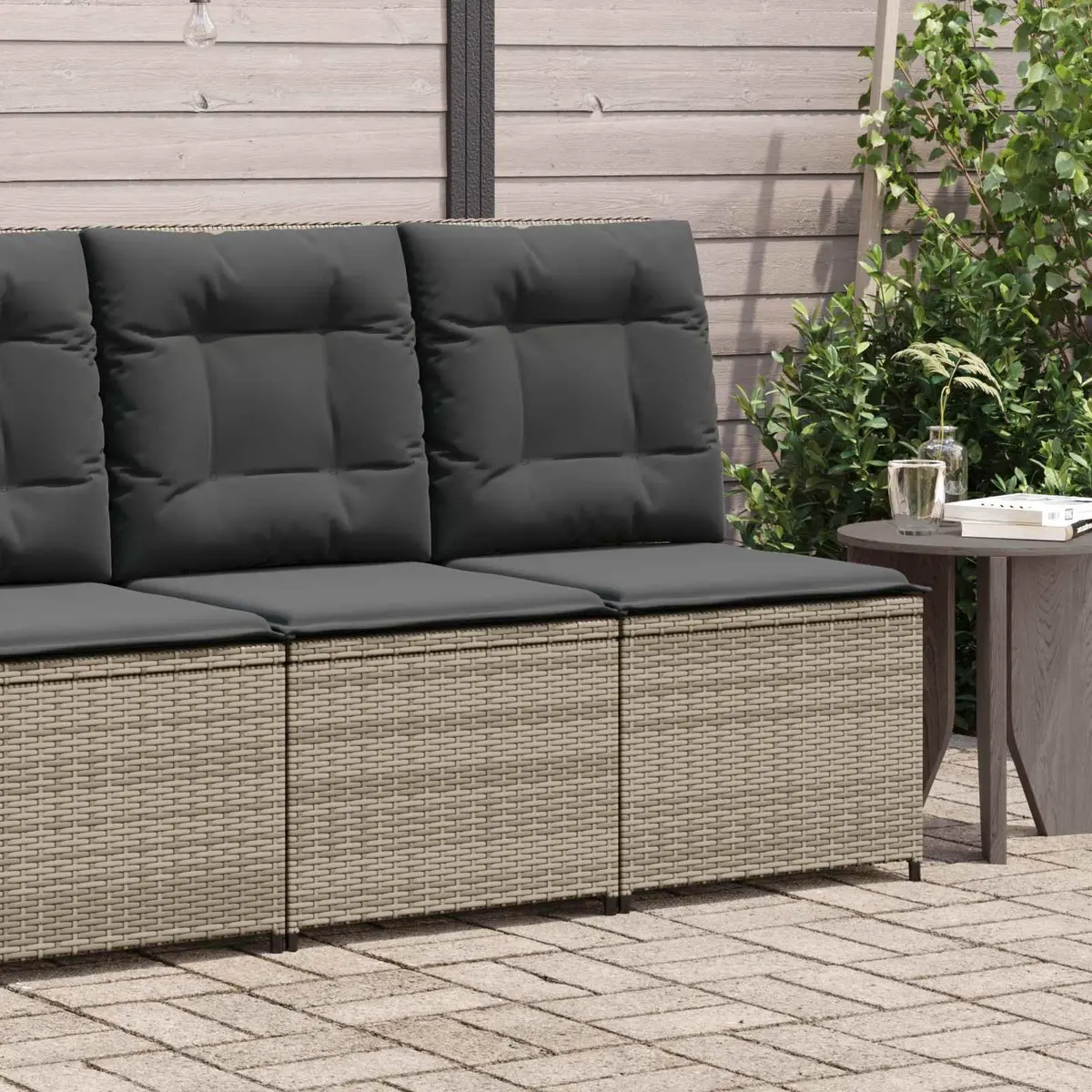 Garden Sofa Reclining Outdoor Patio Furniture Grey Poly Rattan