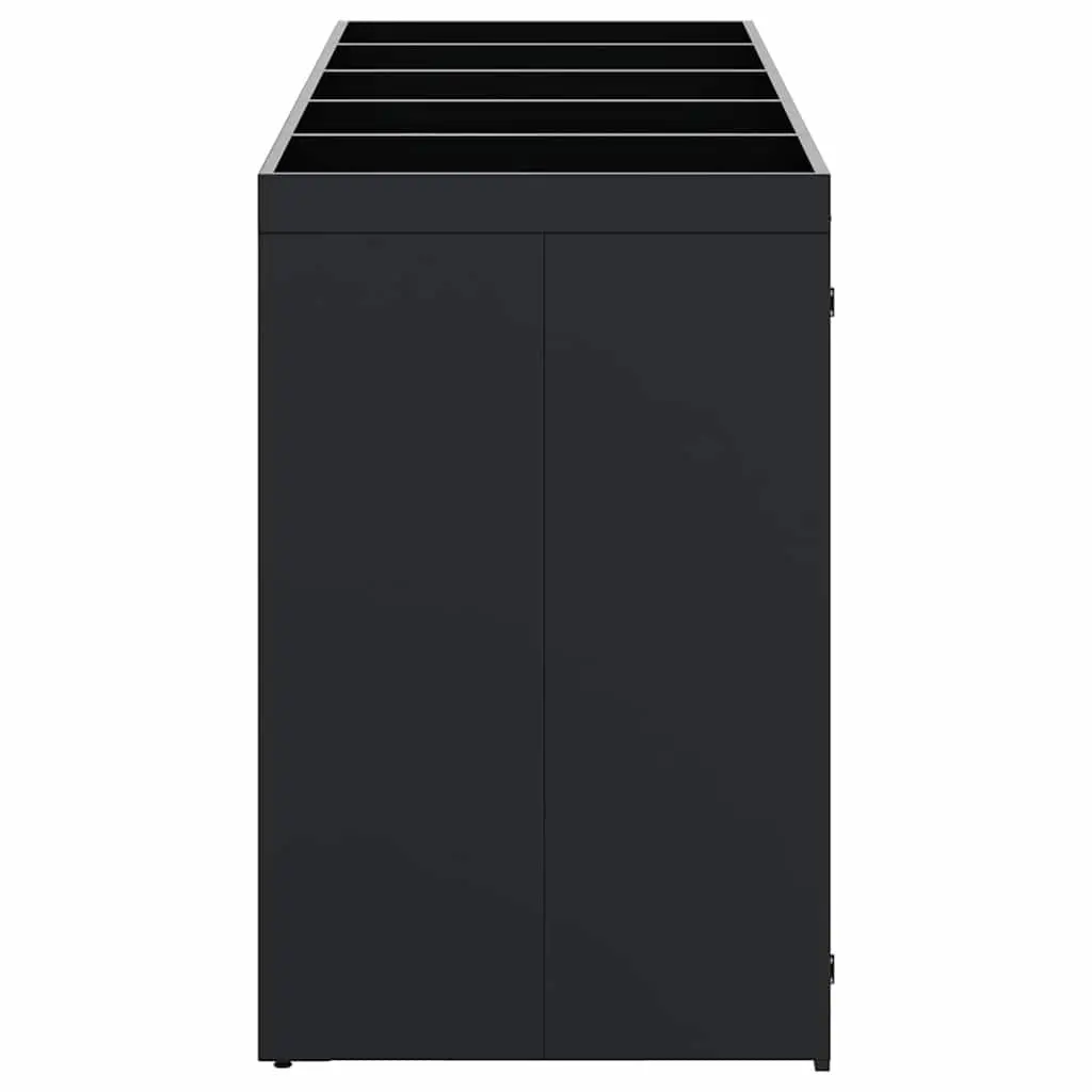 Wheelie Bin Storage Outdoor Garden Waste 5 Bins Black 340 x 77.5 x 121.5 cm
