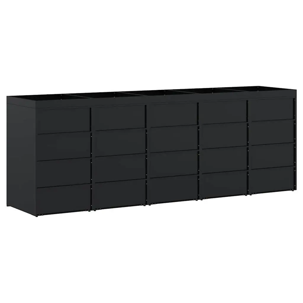 Wheelie Bin Storage Outdoor Garden Waste 5 Bins Black 340 x 77.5 x 121.5 cm