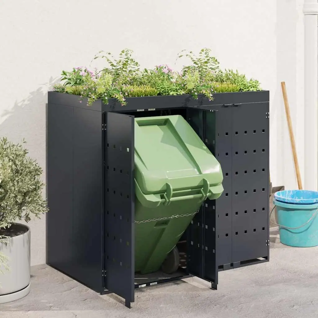 Wheelie Bin Storage Enclosure Outdoor Waste Container 2 Bins Anthracite