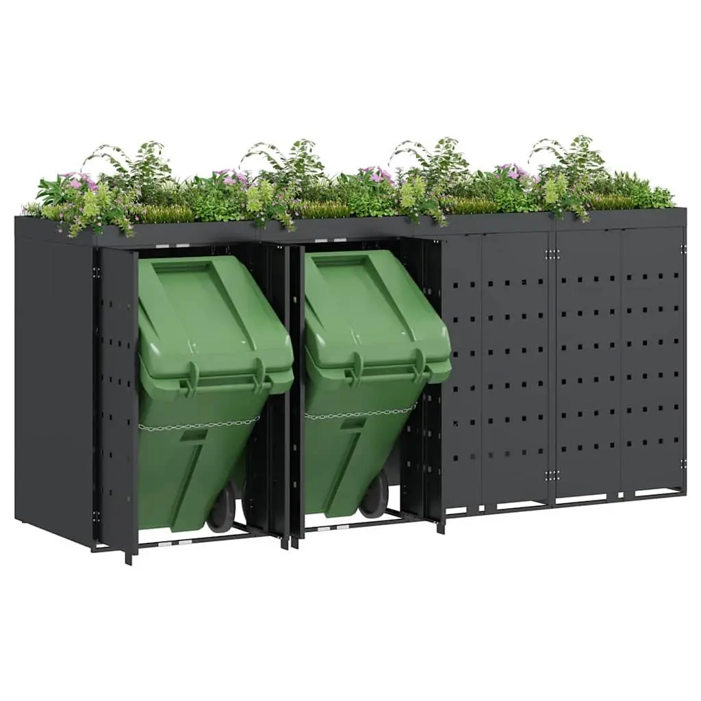 Wheelie Bin Storage Enclosure Outdoor Garden Waste Container 4 Bins Anthracite