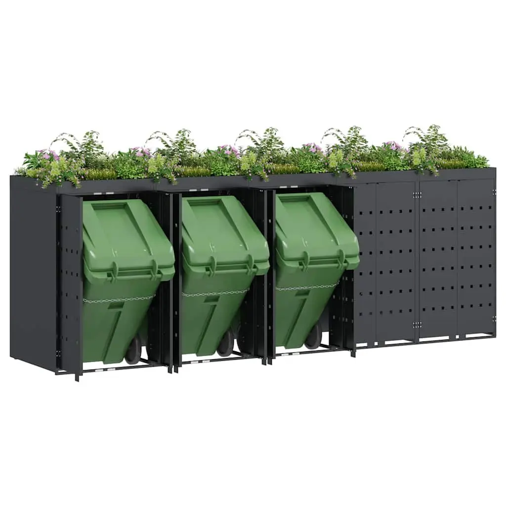 Wheelie Bin Storage Unit Outdoor Waste Container 5 Bins Anthracite