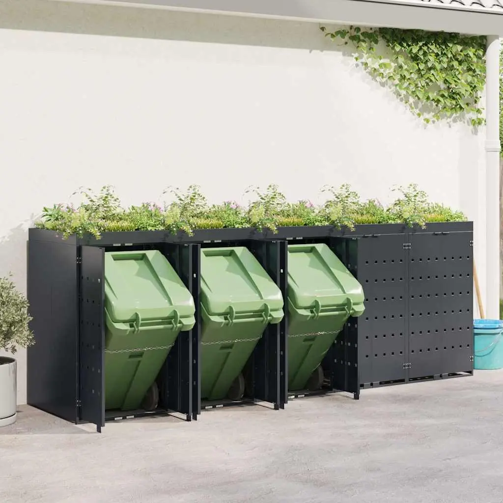 Wheelie Bin Storage Unit Outdoor Waste Container 5 Bins Anthracite
