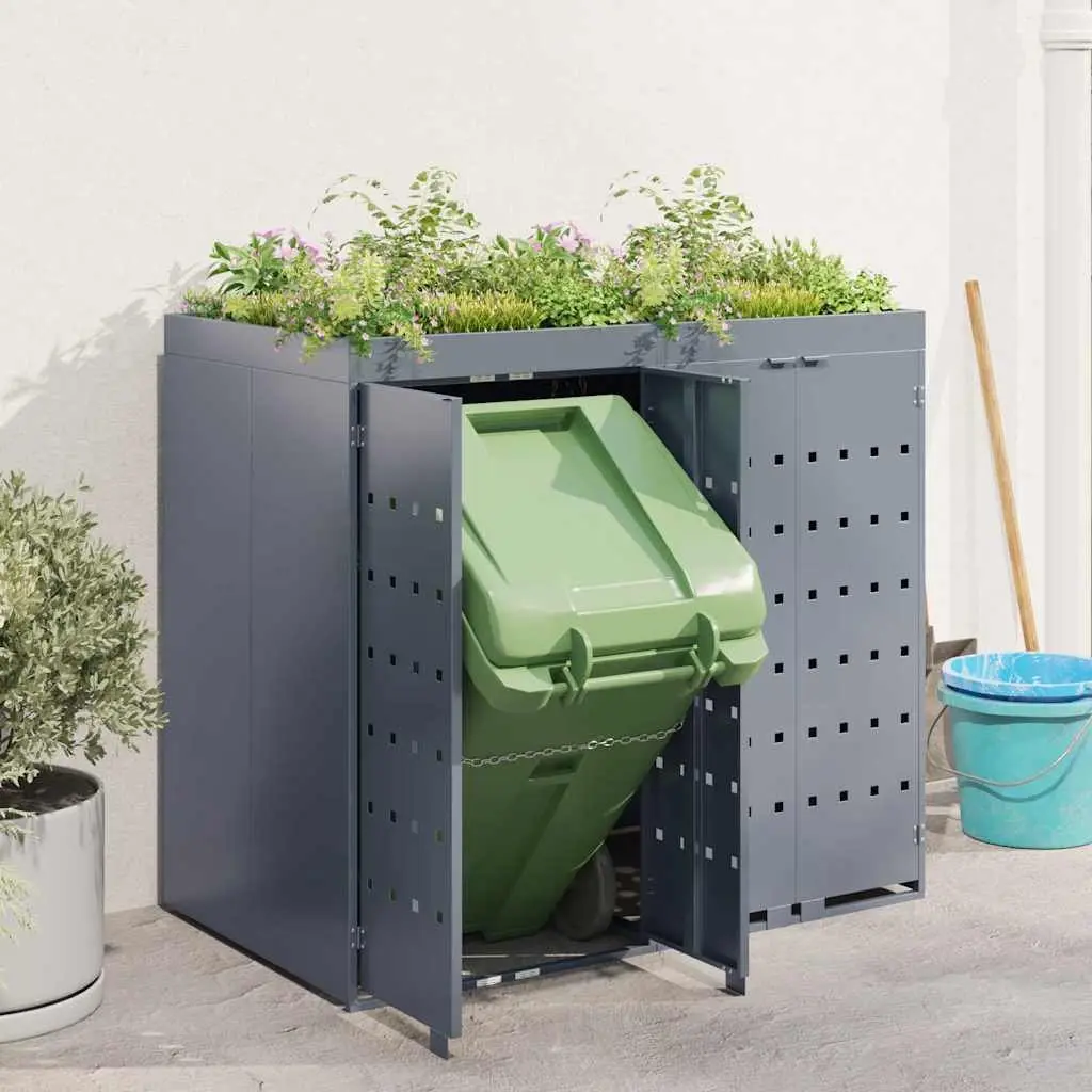 Wheelie Bin Storage Unit for 2 Bins Light Grey Outdoor Waste Container