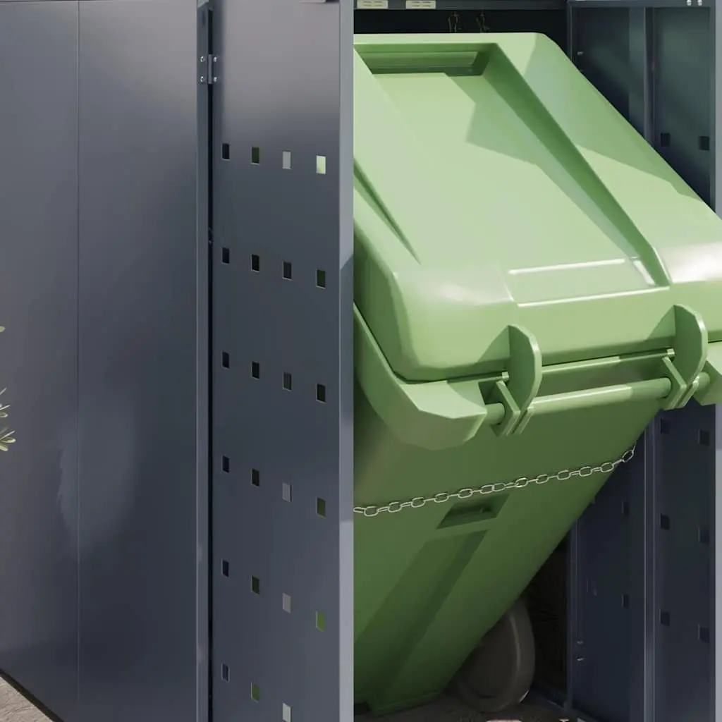 Wheelie Bin Storage Unit for 2 Bins Light Grey Outdoor Waste Container