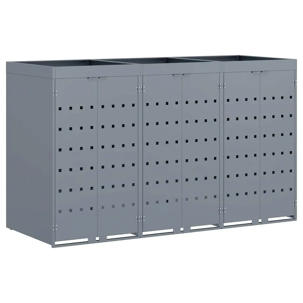 Wheelie Bin Storage Outdoor Garden Waste Container for 3 Bins Light Grey