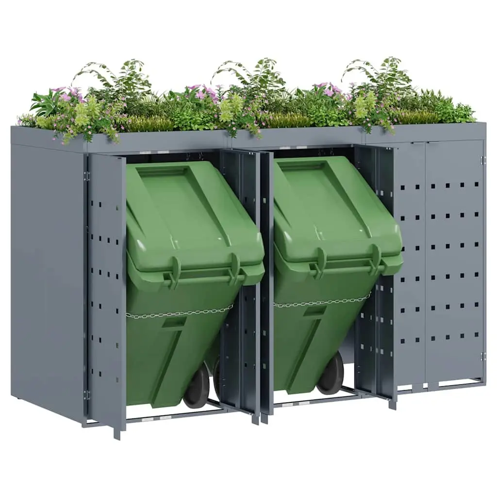 Wheelie Bin Storage Outdoor Garden Waste Container for 3 Bins Light Grey