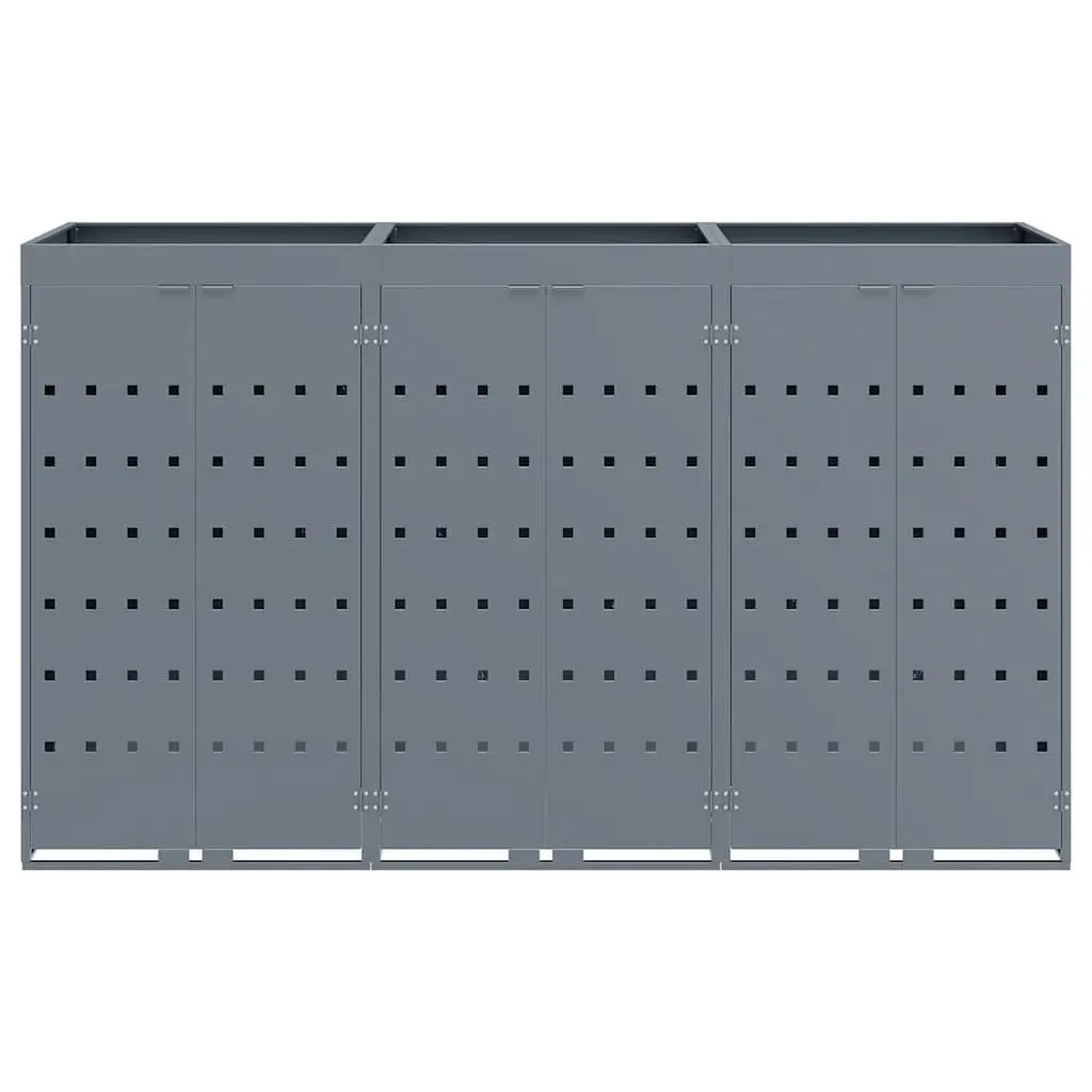 Wheelie Bin Storage Outdoor Garden Waste Container for 3 Bins Light Grey