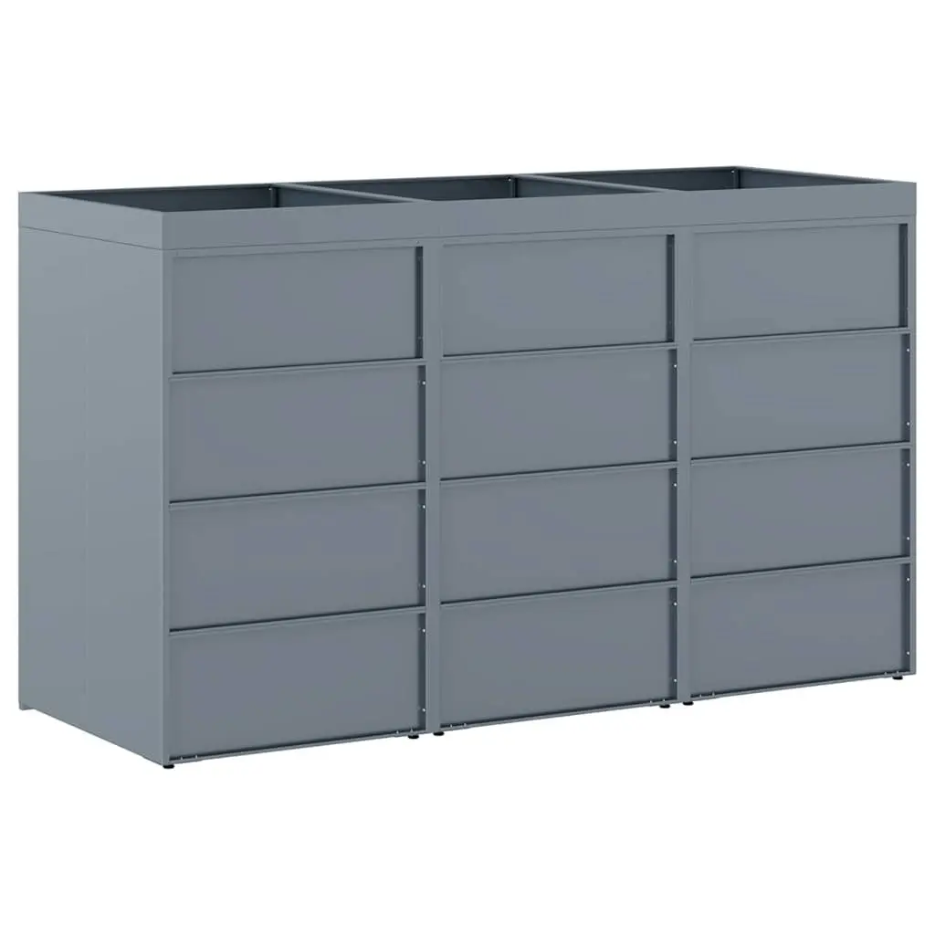 Wheelie Bin Storage Outdoor Garden Waste Container for 3 Bins Light Grey