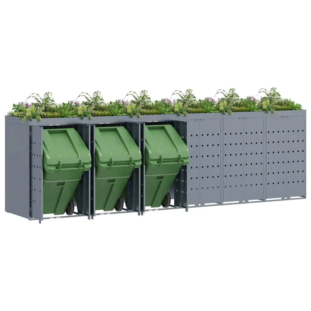 Wheelie Bin Storage Enclosure 6 Bins Light Grey Modern Garden Terrace