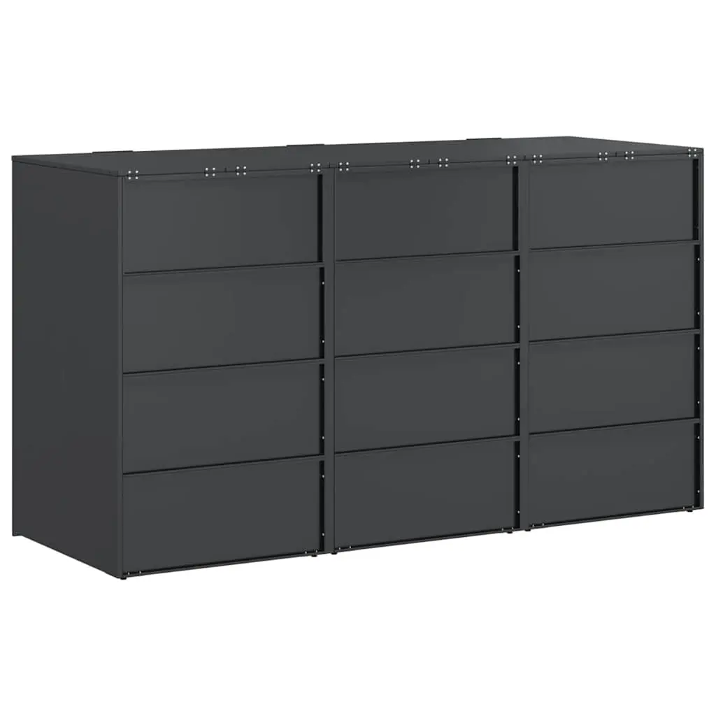 Wheelie Bin Storage Shed Outdoor Waste Container Enclosure for 3 Bins Anthracite