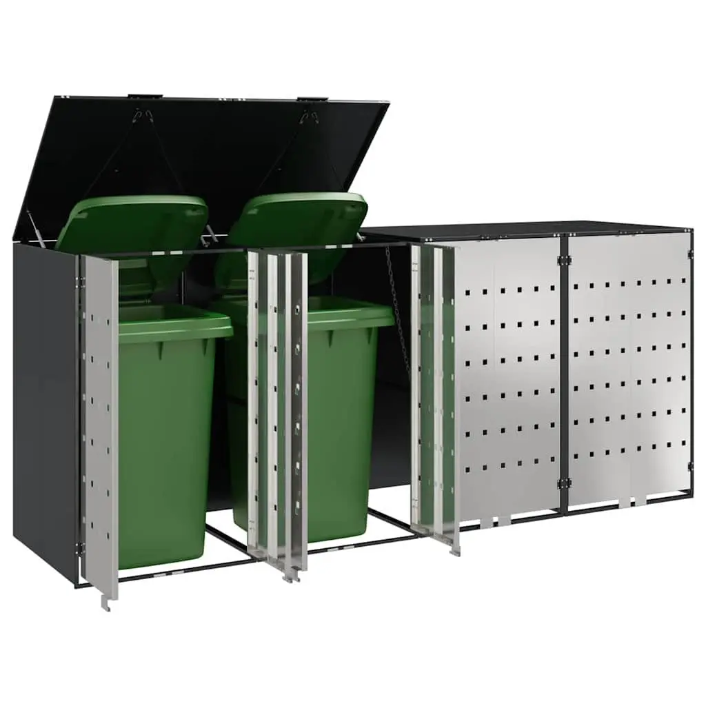 Wheelie Bin Storage Shed Outdoor Waste Container Enclosure 3 Bins Anthracite