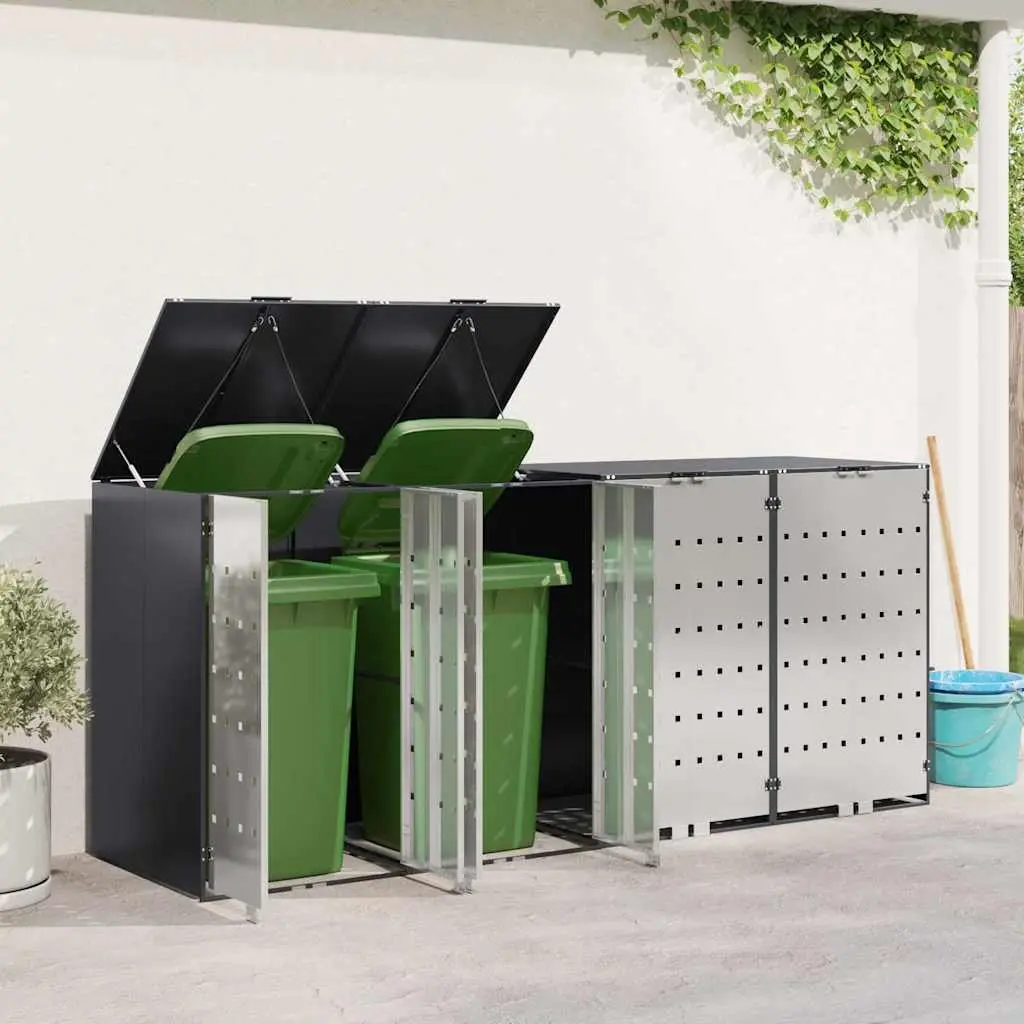 Wheelie Bin Storage Shed Outdoor Waste Container Enclosure 3 Bins Anthracite