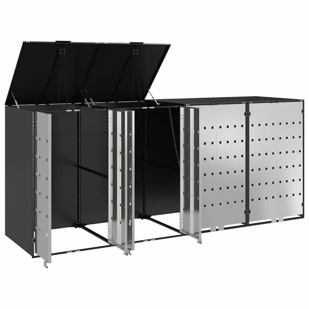 Wheelie Bin Storage Shed Outdoor Waste Container Enclosure 3 Bins Anthracite