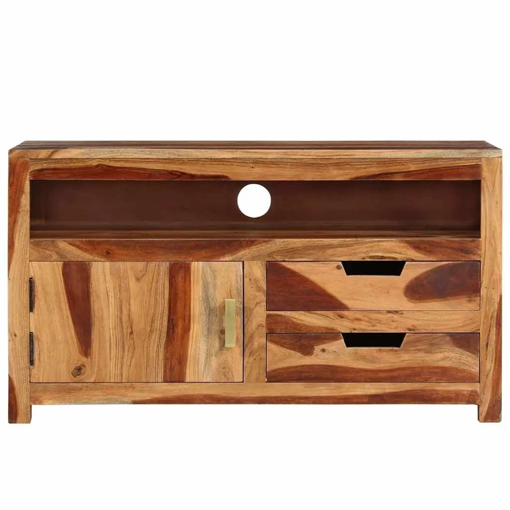 Wooden TV Cabinet Solid Acacia Wood Lowboard Storage Unit 90x34.5x50 cm Brown