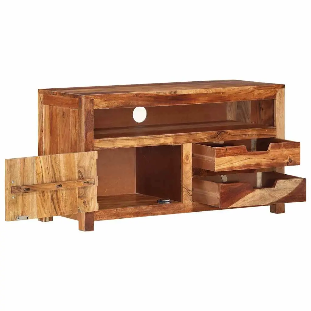 Wooden TV Cabinet Solid Acacia Wood Lowboard Storage Unit 90x34.5x50 cm Brown