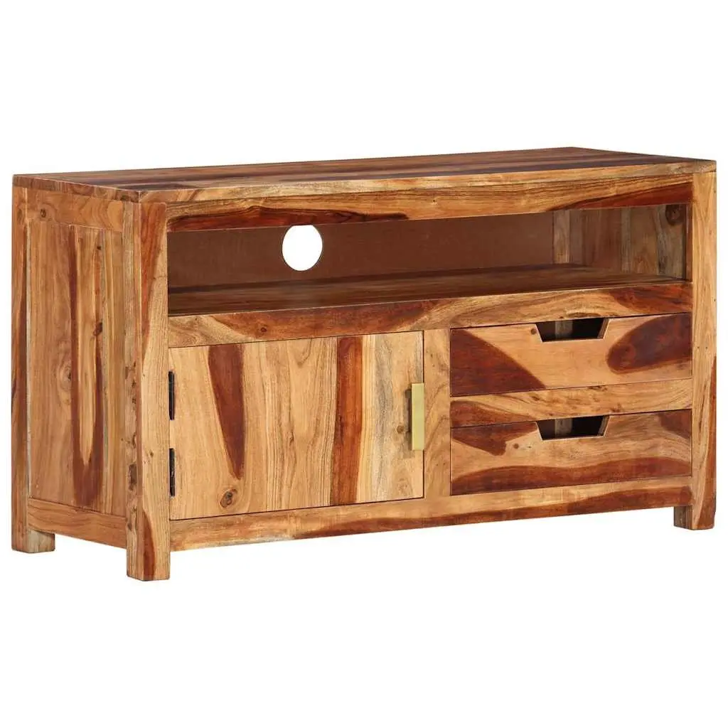Wooden TV Cabinet Solid Acacia Wood Lowboard Storage Unit 90x34.5x50 cm Brown