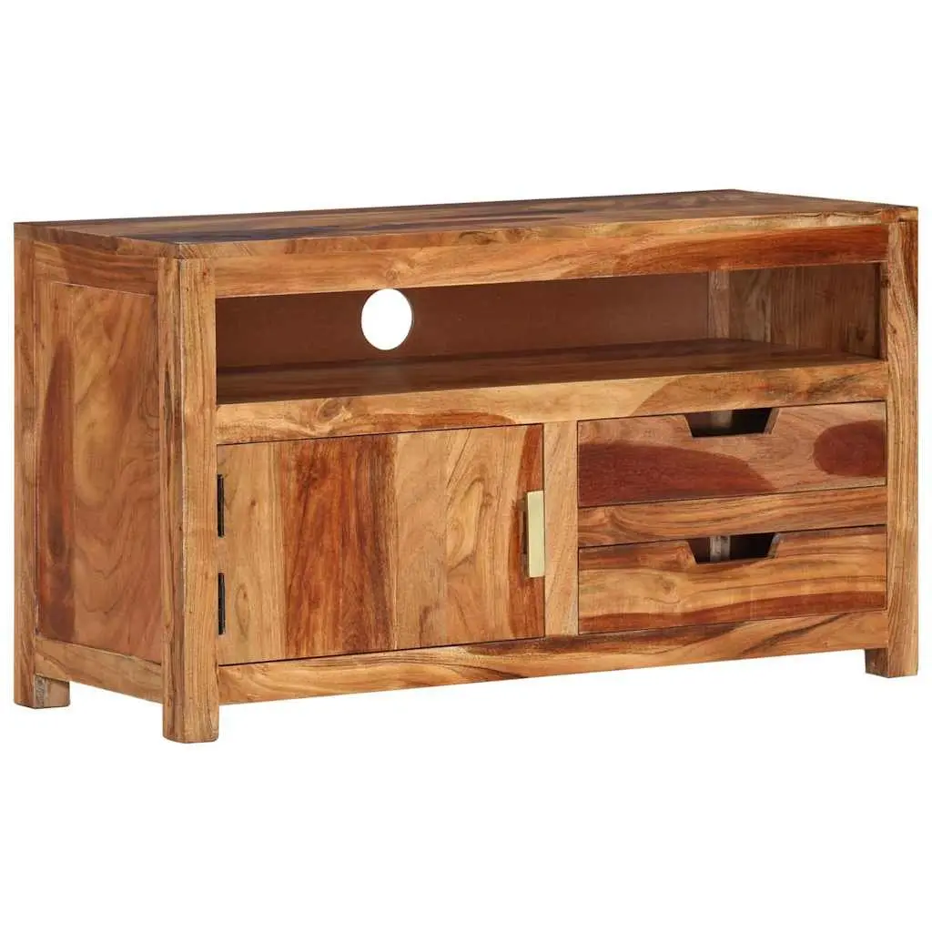 Wooden TV Cabinet Solid Acacia Wood Lowboard Storage Unit 90x34.5x50 cm Brown
