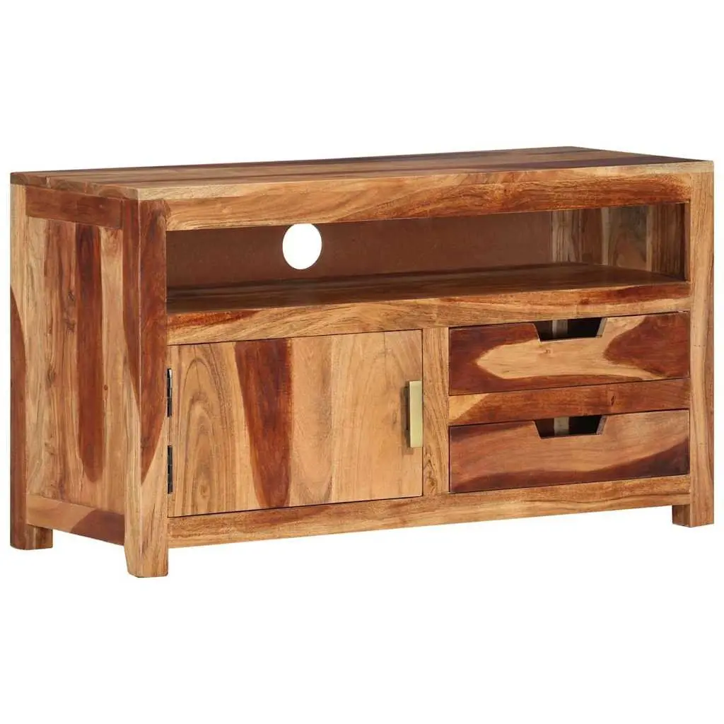 Wooden TV Cabinet Solid Acacia Wood Lowboard Storage Unit 90x34.5x50 cm Brown