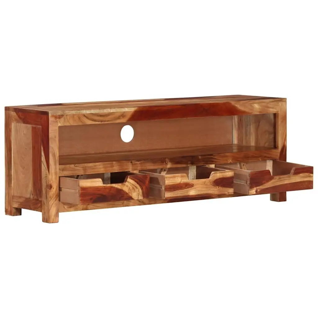 Brown Acacia TV Cabinet 110cm with Drawers