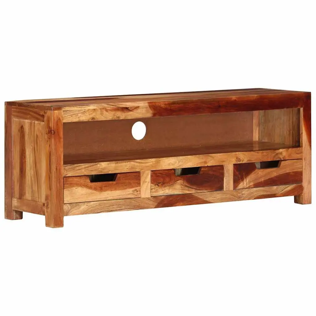 Brown Acacia TV Cabinet 110cm with Drawers