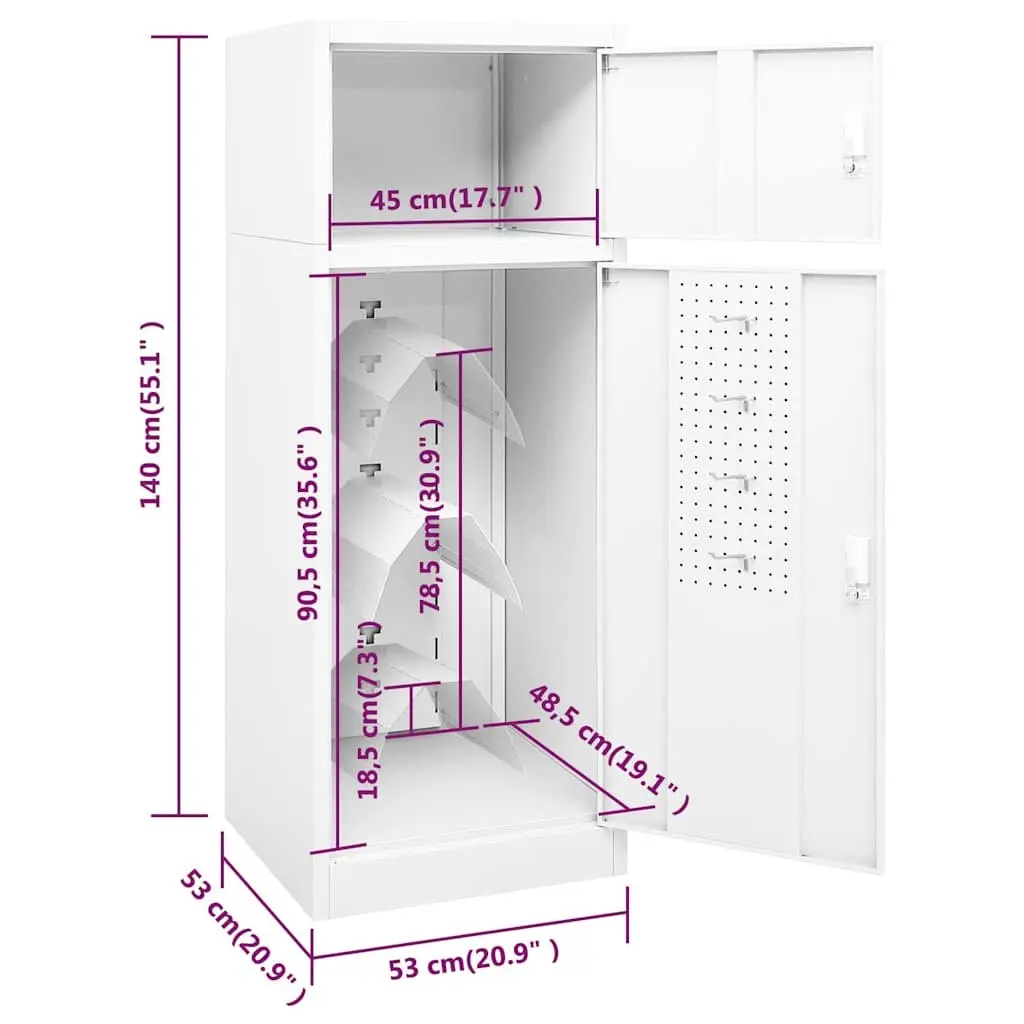 Saddle Cabinet Steel Storage Cupboard 53x53x140 cm White
